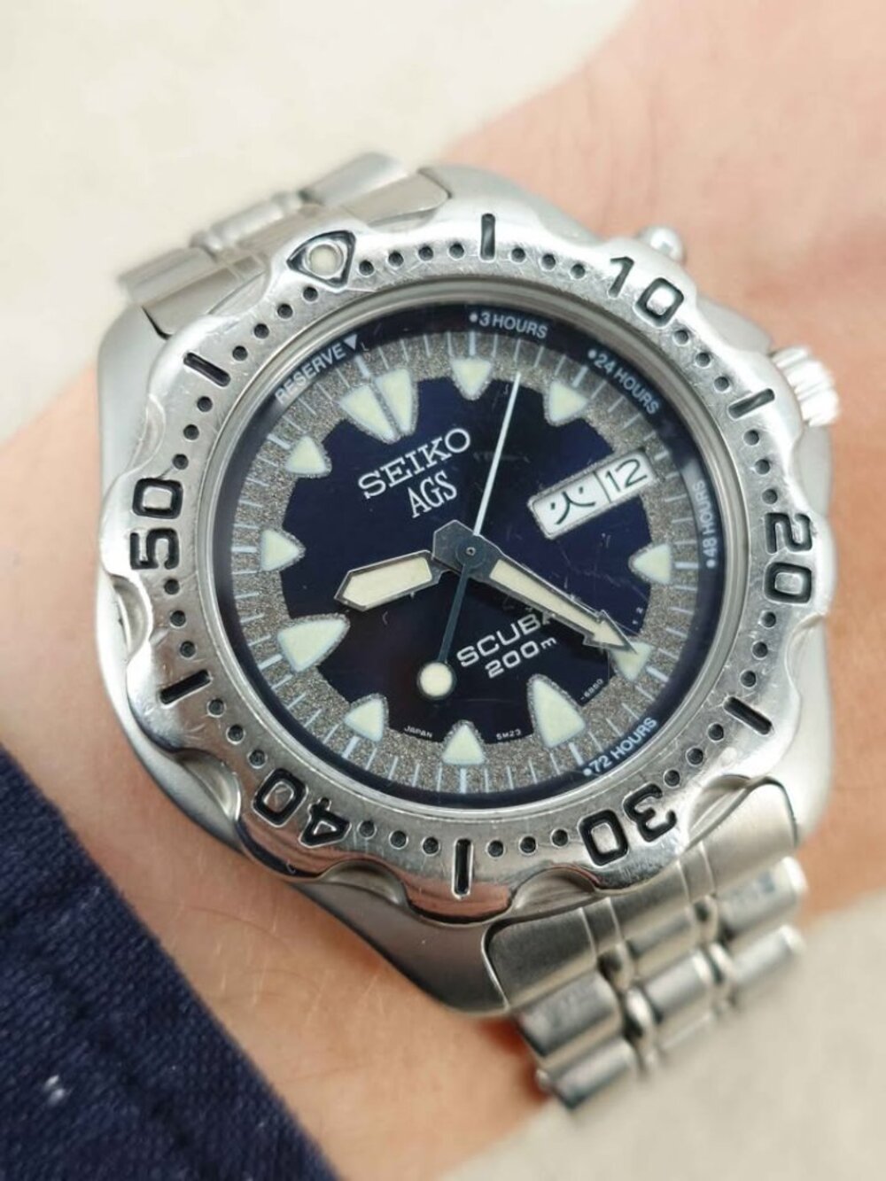 Seiko AGS Scuba 200M Men's Kinetic Watch 5M23-6B40 40mm Diver JDM Kanji Day Date